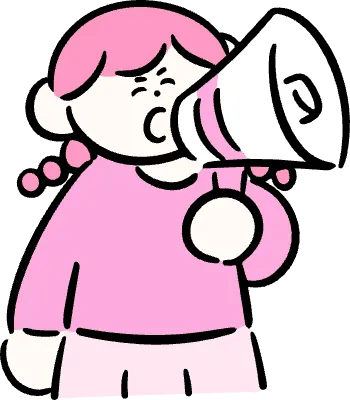 마루가족 하나짱 확성기를 들고 말하는 모습