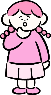 마루가족 하나짱 턱에 손을 대고 고민하는 모습