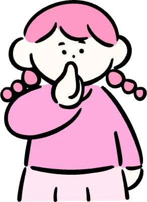 마루가족 하나짱 입에 손가락을 대고 조용히하라는 포즈를 하는 모습