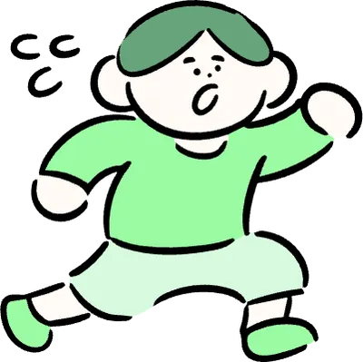 마루가족 하루짱 땀을 흘리며 달려가는 모습