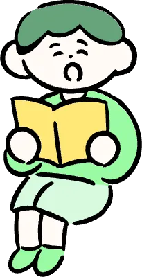 마루가족 하루짱 앉아서 책을 읽고 있는 모습