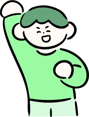 마루가족 하루짱 주먹을 들며 응원하고 있는 모습