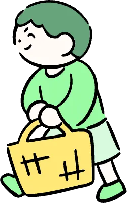 마루가족 하루짱 쇼핑 바구니를 들고 장을 보는 모습