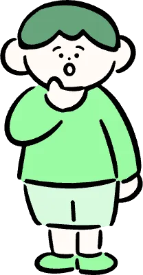 마루가족 하루짱 턱에 손을 대고 고민하는 모습