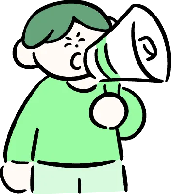 마루가족 하루짱 확성기를 들고 말하는 모습