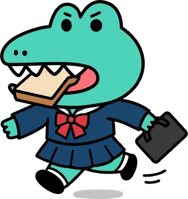 입에 빵을 물고 뛰는 있는 여학생 아고