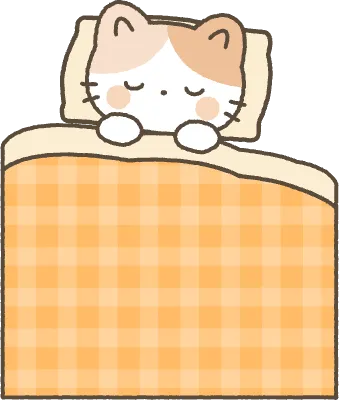 고양이 이불을 덮고 누워서 잠자고 있는 모습