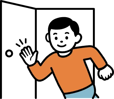 문을 열고 나오면서 인사하는 모습