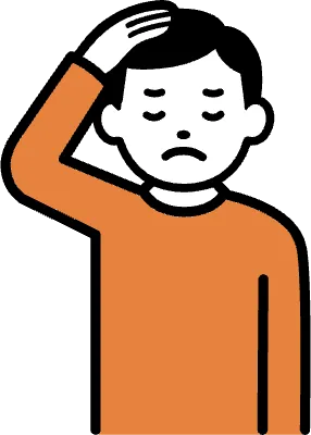 이마에 손을 올리고 답답해하는 모습