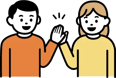 남자, 여자가 함께 하이파이브하는 모습