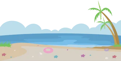 만화 스타일의 해변 평야 일러스트