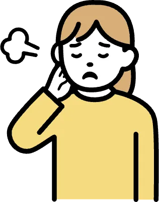 한숨을 크게 쉬는 모습