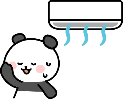 エアコンで涼むパンダのイラスト