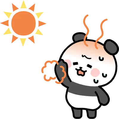 猛暑で体調を崩すパンダのイラスト