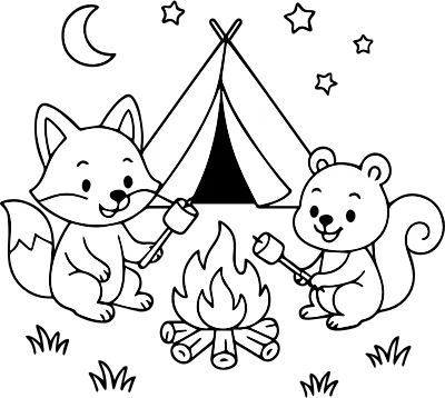 여름 캠프파이어 색칠공부 도안