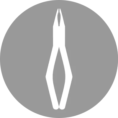 Circle icon with blue shadow, tooth extraction appliance