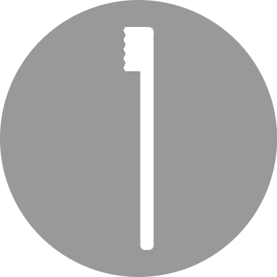 Circle icon with blue shadow, toothbrush