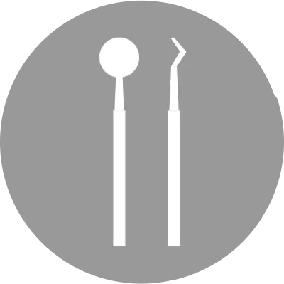 Circle icon with blue shadow, dentist equipment