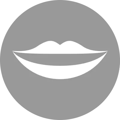 Circle icon with blue shadow, aesthetic dentistry