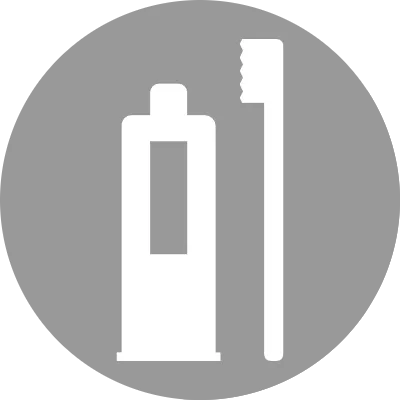 Circle icon with blue shadow, toothpaste set
