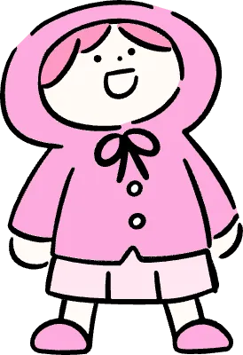 마루가족 하나짱 비옷 모자를 쓰고 올려보는 모습