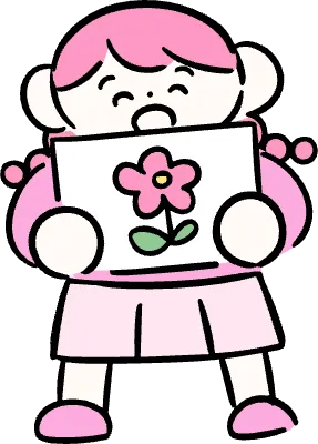 마루가족 하나짱 그림을 들고 웃고 있는 모습