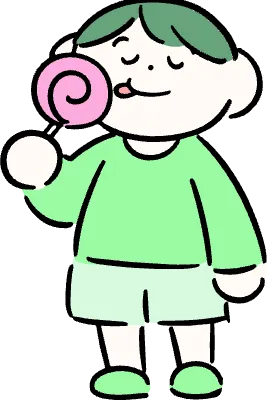 마루가족 어린이 하루짱 사탕을 먹고 있는 모습