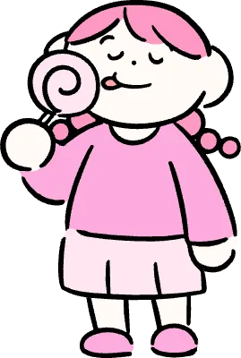 마루가족 하나짱 사탕을 먹고 있는 모습