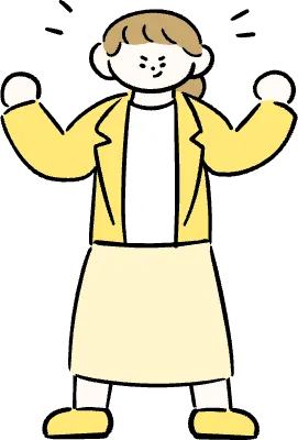 마루가족 직장인 유리씨 양 손 가츠 포즈 모습