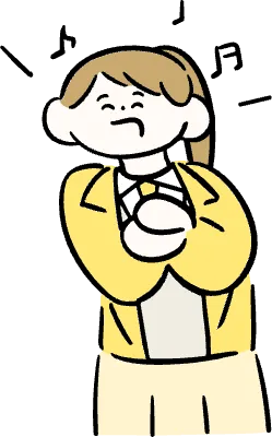 마루가족 학생 유리짱 웃으며 노래하고 있는 모습