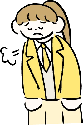 마루가족 학생 유리짱 한숨을 크게 쉬는 모습