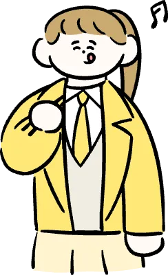 마루가족 학생 유리짱 웃으며 젓가락으로 식사하는 모습