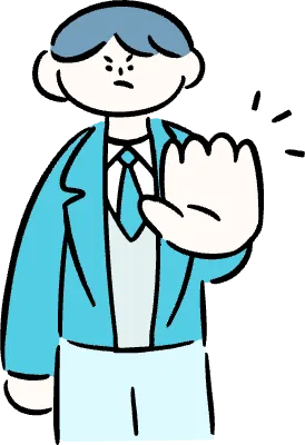 마루가족 학생 유우군 손바닥을 앞으로 내밀고 거절하고 있는 모습