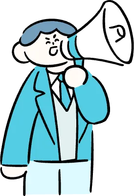 마루가족 학생 유우군 확성기를 들고 말하는 모습