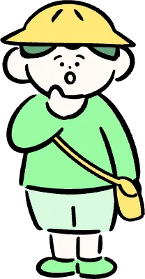 마루가족 유치원생 하루짱 턱에 손을 대고 고민하는 모습