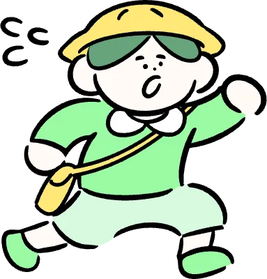 마루가족 유치원생 하루짱 땀을 흘리며 달려가는 모습