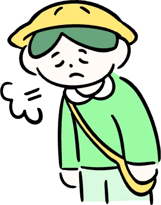 마루가족 유치원생 하루짱 한숨을 크게 쉬는 모습