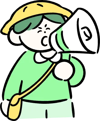 마루가족 유치원생 하루짱 확성기를 들고 말하는 모습