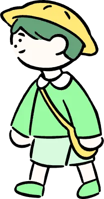 마루가족 유치원생 하루짱 걸아가고 있는 옆모습