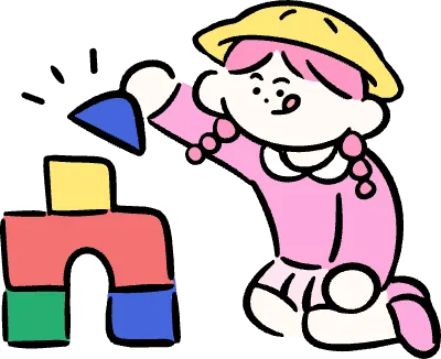 마루가족 유치원생 하나짱 장난감 블럭을 가지고 노는 모습