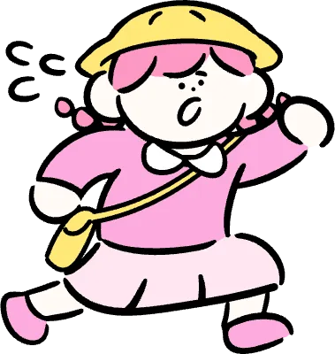 마루가족 유치원생 하나짱 땀을 흘리며 달려가는 모습