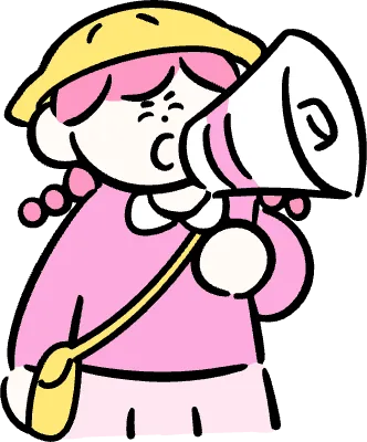 마루가족 유치원생 하나짱 확성기를 들고 말하는 모습