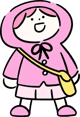 마루가족 유치원생 하나짱 비옷 모자를 쓰고 올려보는 모습