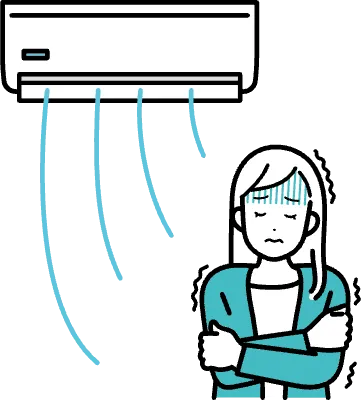 冷え性を耐える女性のイラスト