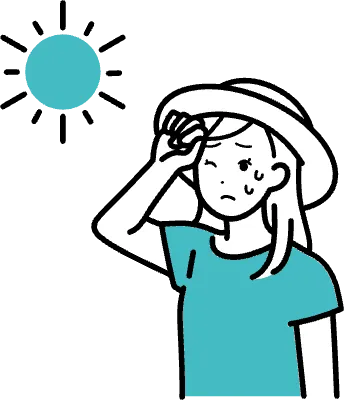 熱中症対策に帽子を被る女性のイラスト