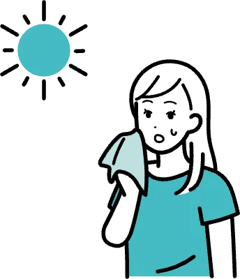 猛暑で汗をかく女性のイラスト