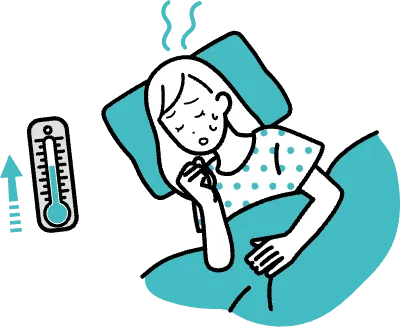 熱帯夜で寝づらい女性のイラスト