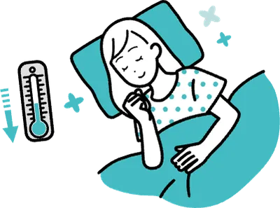 温度を下げて熟睡した女性のイラスト