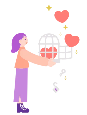 心を解き放つ女性のイラスト