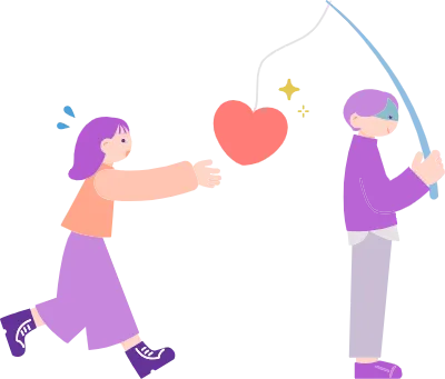 恋愛依存の女性と悪い男性のイラスト